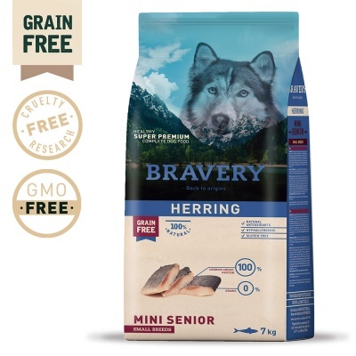 Bravery Cão Sénior Small/Mini - Herring (Arenque) (sem cereais)