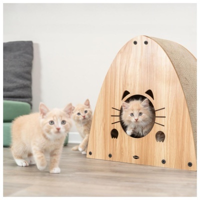 CASA DE ARRANHAR EM CARTÃO/MDF COM CATNIP