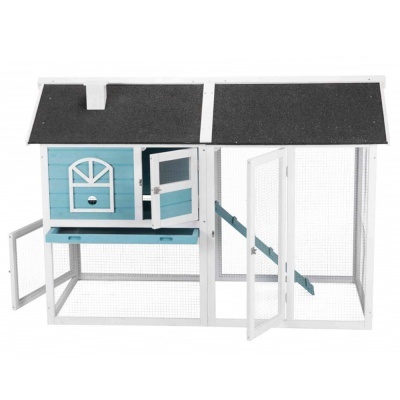 Jaula em Madeira "NATURA" C/ Recinto (Azul/Branca) - TX