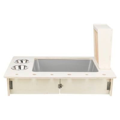 ALIMENTADOR EM MADEIRA COM GAMELAS E PORTA-FENO