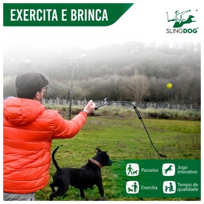 SLINGDOG - TRELA COM LANÇADOR E BOLA (2 EM 1)