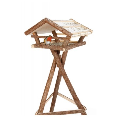 COMEDOURO DE JARDIM EM MADEIRA NATURAL COM PÉ