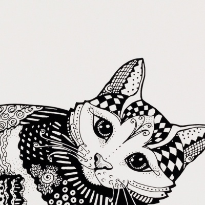 TAPETE PARA GAMELA DE GATOS "ZENTANGLE"