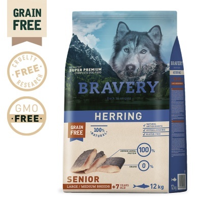 Bravery Cão Sénior Medium/Large - Herring (Arenque) (sem cereais)