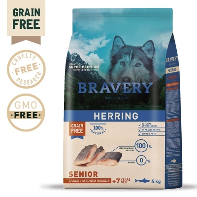 Bravery Cão Sénior Medium/Large - Herring (Arenque) (sem cereais)