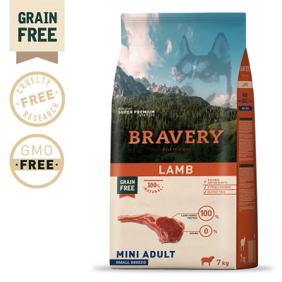 Bravery Cão Adulto Small/Mini - Cordeiro (sem cereais)