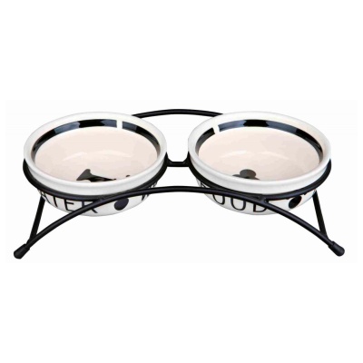 SUPORTE EM METAL COM 2 GAMELAS EM CERÂMICA