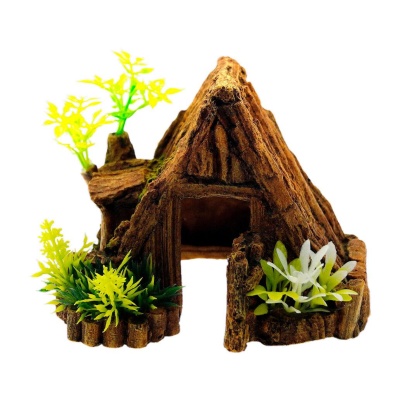 DECORAÇÃO PARA AQUÁRIO - CABANA DE MADEIRA