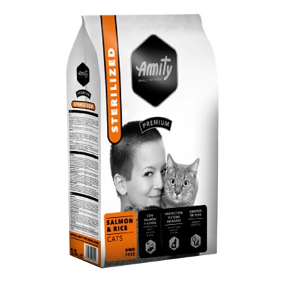 Amity Premium Gatos Esterilizados - Salmão e Arroz