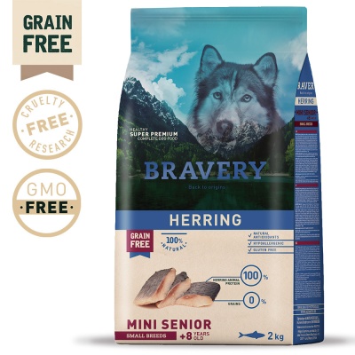 Bravery Cão Sénior Small/Mini - Herring (Arenque) (sem cereais)