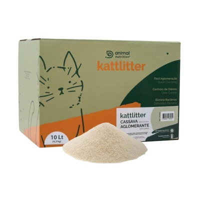 AREIA AGLOMERANTE NATURAL DE CASSAVA - Kattlitter (10 LT/4,3 KG)