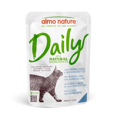 Almo Nature Gato "DAILY" - Bacalhau e Camarão  (30 unidades)