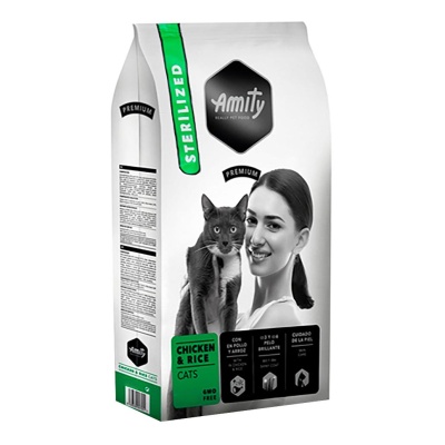 Amity Premium Gatos Esterilizados - Frango e Arroz