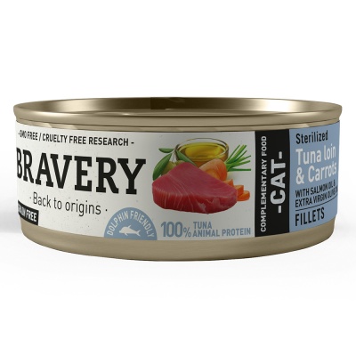 BRAVERY Gato Esterilizado - Lombo de Atum e Cenoura (12 unidades)