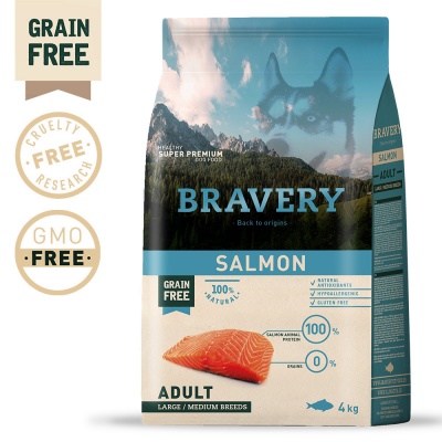 Bravery Cão Adulto Medium/Large - Salmão (sem cereais)