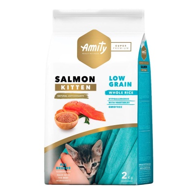 AMITY SUPER PREMIUM (LOW GRAIN) SALMÃO KITTEN (2 KG)