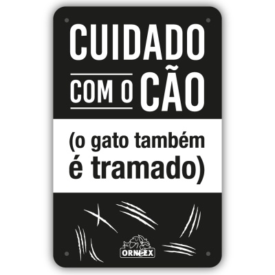 Placa PVC "Cuidado com o Cão & Gato Tramado"