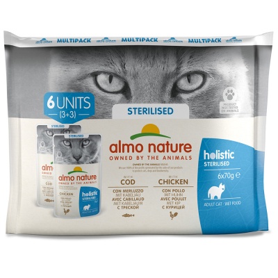 Almo Nature Gato "HOLISTIC" Esterilizado - Multipack (6 unidades)