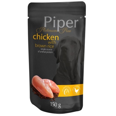 PIPER PLATINIUM PURE - Alimento Húmido p/ Cães -Frango com Arroz Integral (10 Saquetas) - EX