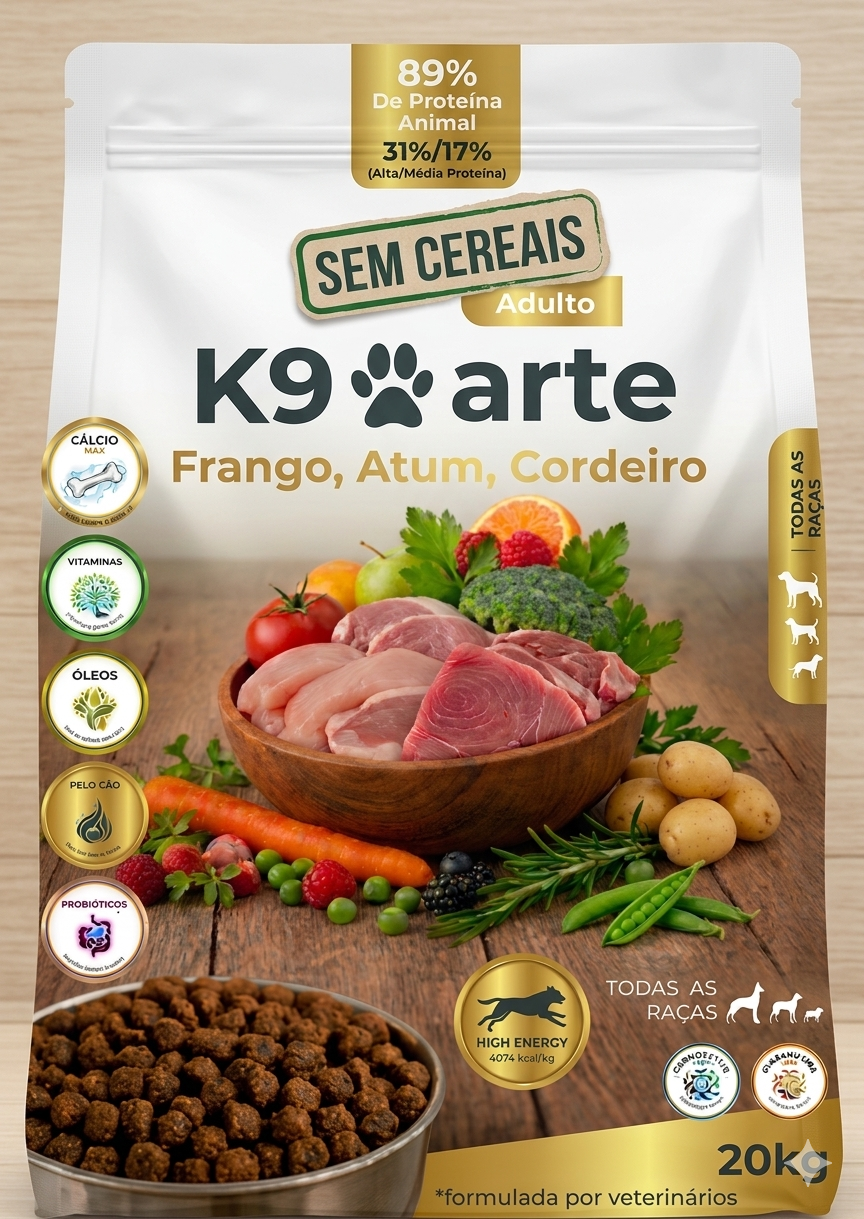 K9arte Sem Ceriais, Atum, Frango, Cordeiro 20kg K9arte Sem Ceriais, Atum, Frango, Cordeiro 20kg