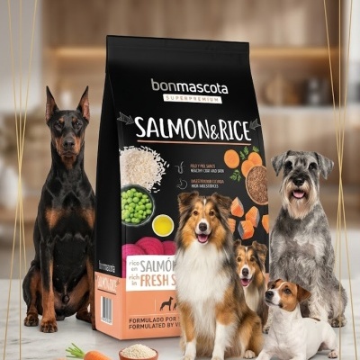 Alimentação Salmão & Arroz 20Kg -Peixe Fresco 26%/14%