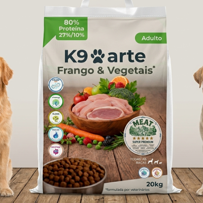 K9arte MEAT. Frango ,Arroz   Frutas e Verduras 20kg