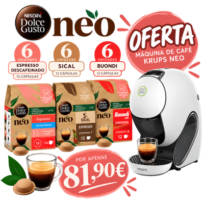 Pack Promocional 216 Cápsulas Neo / Oferta de uma máquina Krups Dolce Gusto Neo