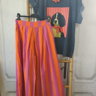 Calça cullote riscas