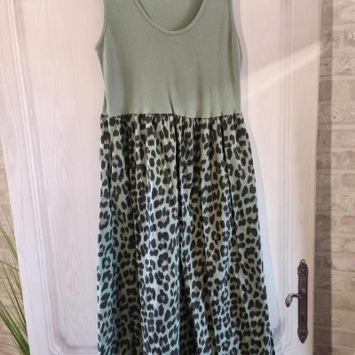 Vestido 2 tecidos animal print