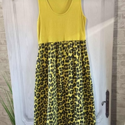 Vestido 2 tecidos animal print