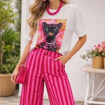 Calça wide leg