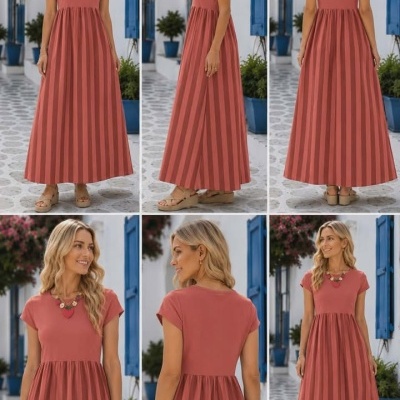 Vestido 2 tecidos riscas