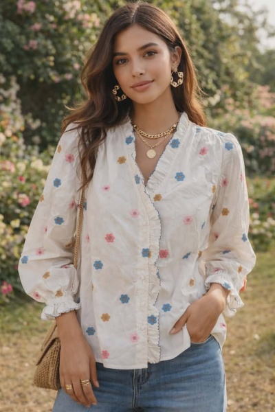Camisa bordada flores