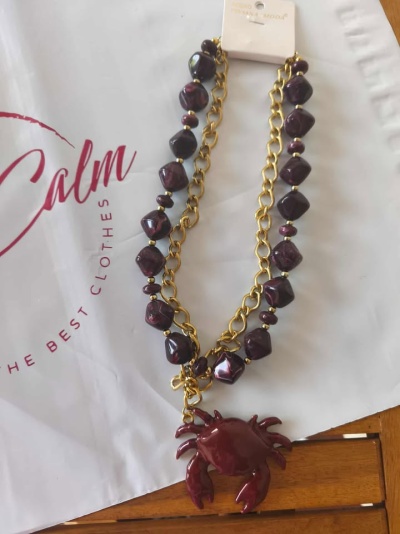 Colar aço caranguejo bordeaux