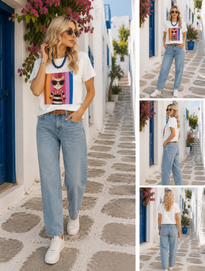 Ballon jeans com cinto