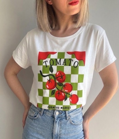 T-shirt tomate Vichy