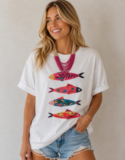 T-shirt sardinhas coloridas