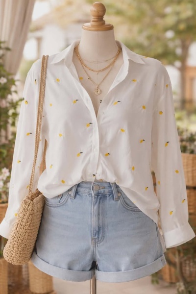 Camisa limões bordados