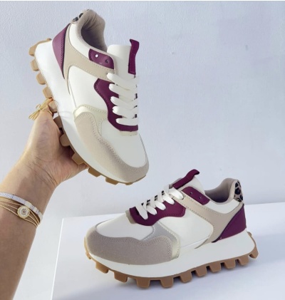 Tenis bordeaux e animal print