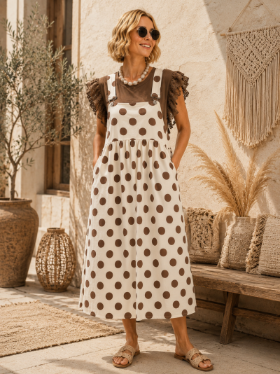 Jardineira cru com bolas camel