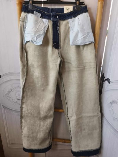 Calça wide leg forrada a pelo