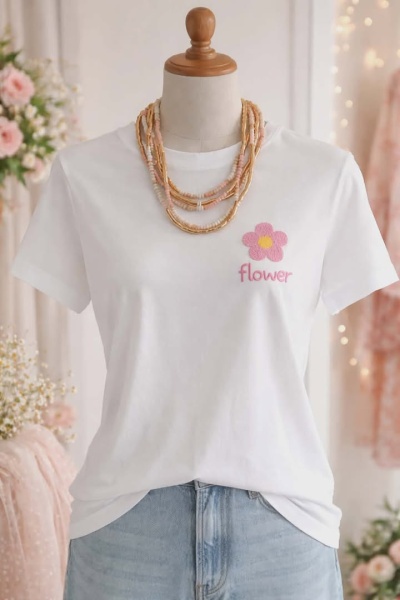 Colar voltas rosa bebe