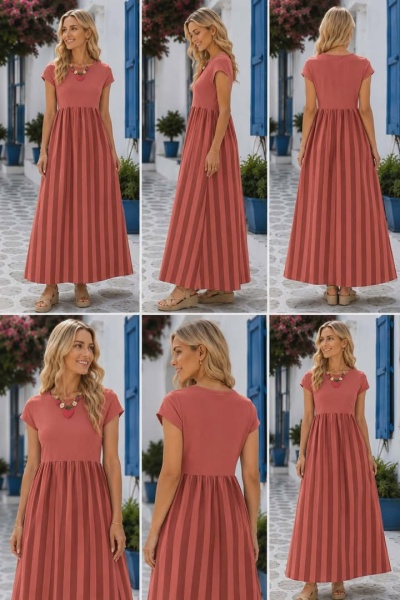 Vestido 2 tecidos riscas