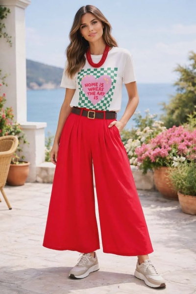 Cullotes efeito saia com bolsos