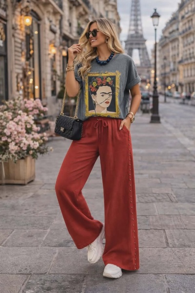 Pantalona com tachas