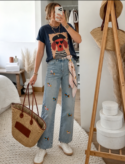 Jeans straight cães
