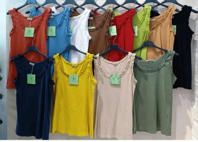 Tops canelados algodão