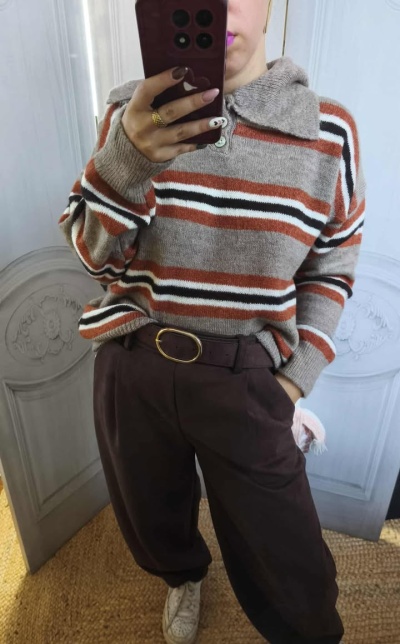 Calca ballon tecido quente em pele de pessego