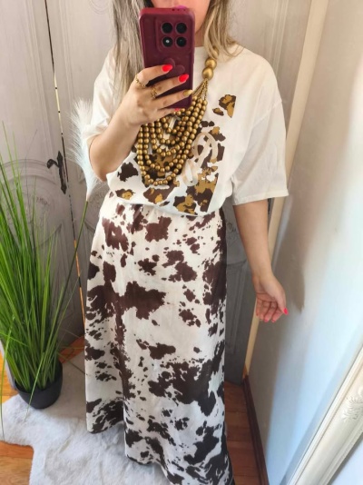 Saia cetim padrão cow