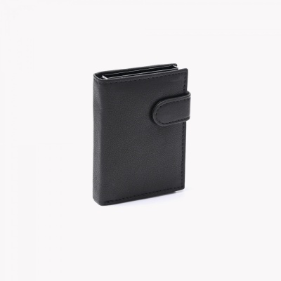 Porta cartões automático em pele- Preto